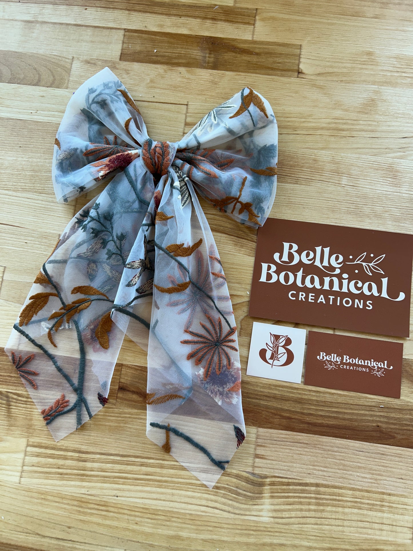 Autumn Leaves Falling White | Floral Hair Bow