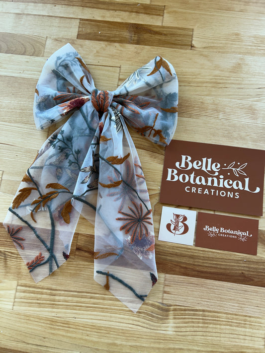 Autumn Leaves Falling White | Floral Hair Bow