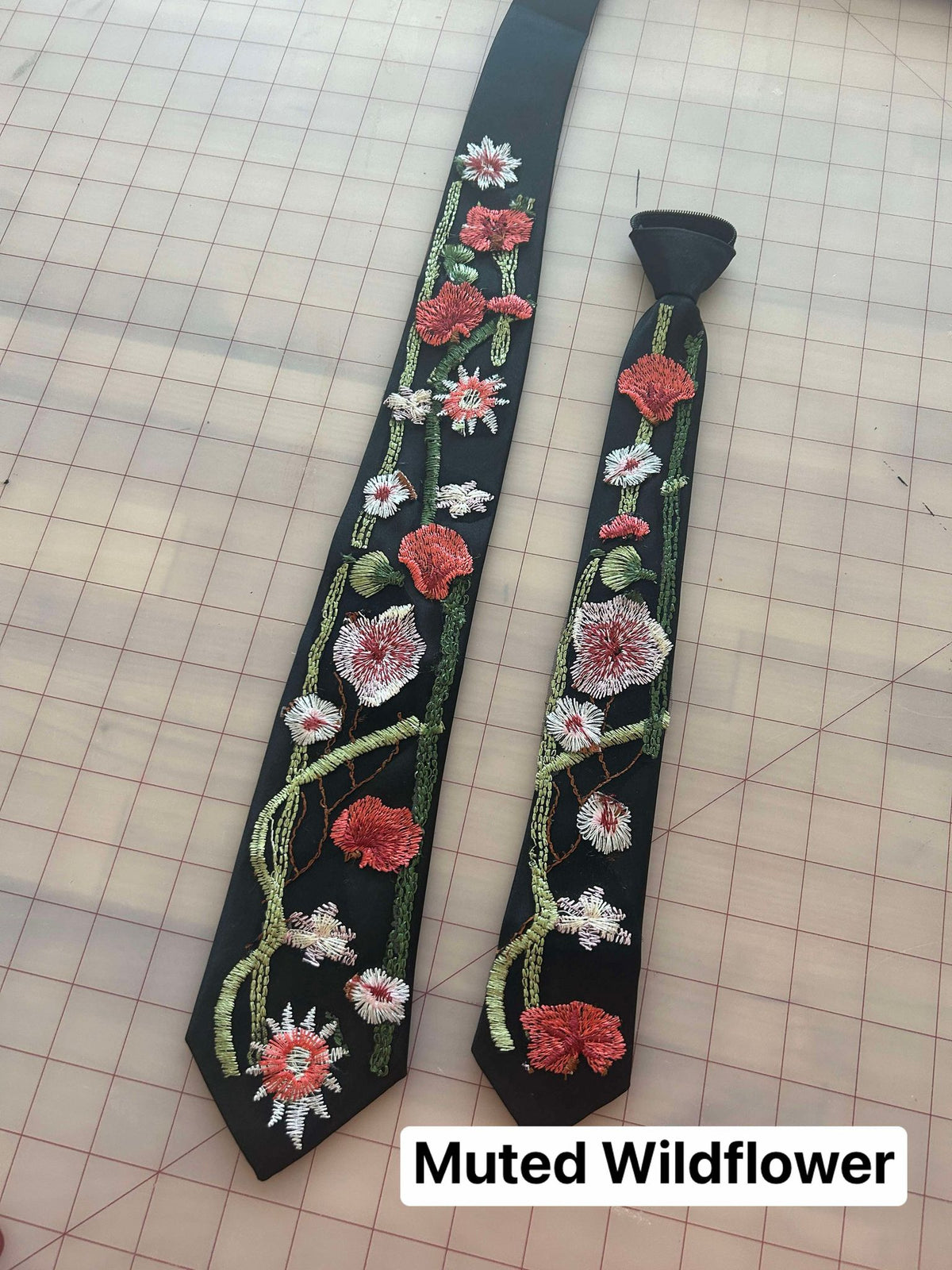 Muted Wildflower | Floral Embroidery Ties