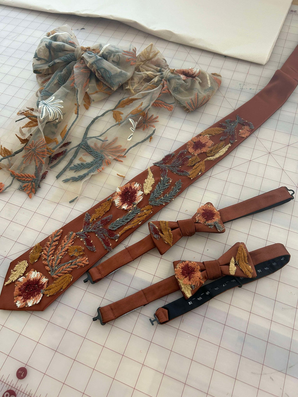 Autumn Falling Leaves Novelty Tie For Men - Thanksgiving Themed, Handmade Microfiber