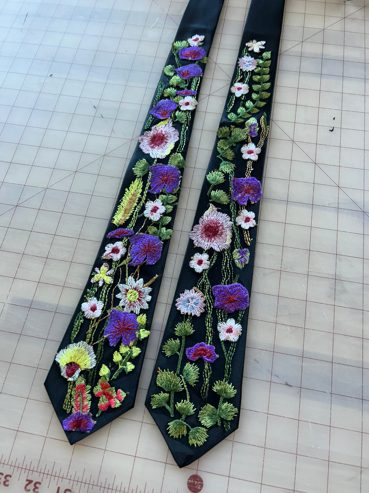 Purple Wildflower | Floral Embroidery Ties