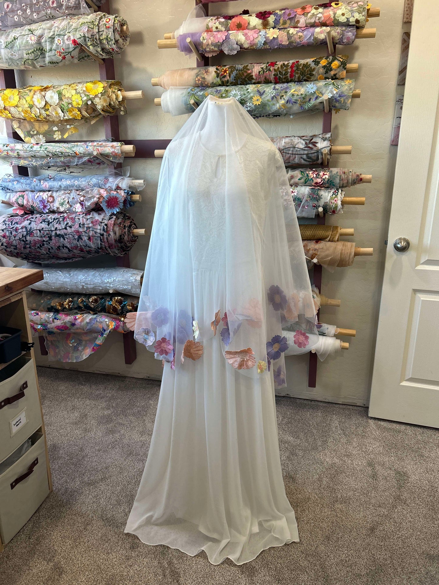 Lavender Haze Drop Edge | 3D Floral Veil