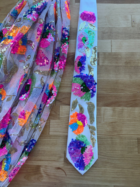 Sparkling Daylight | Floral Sequin Tie