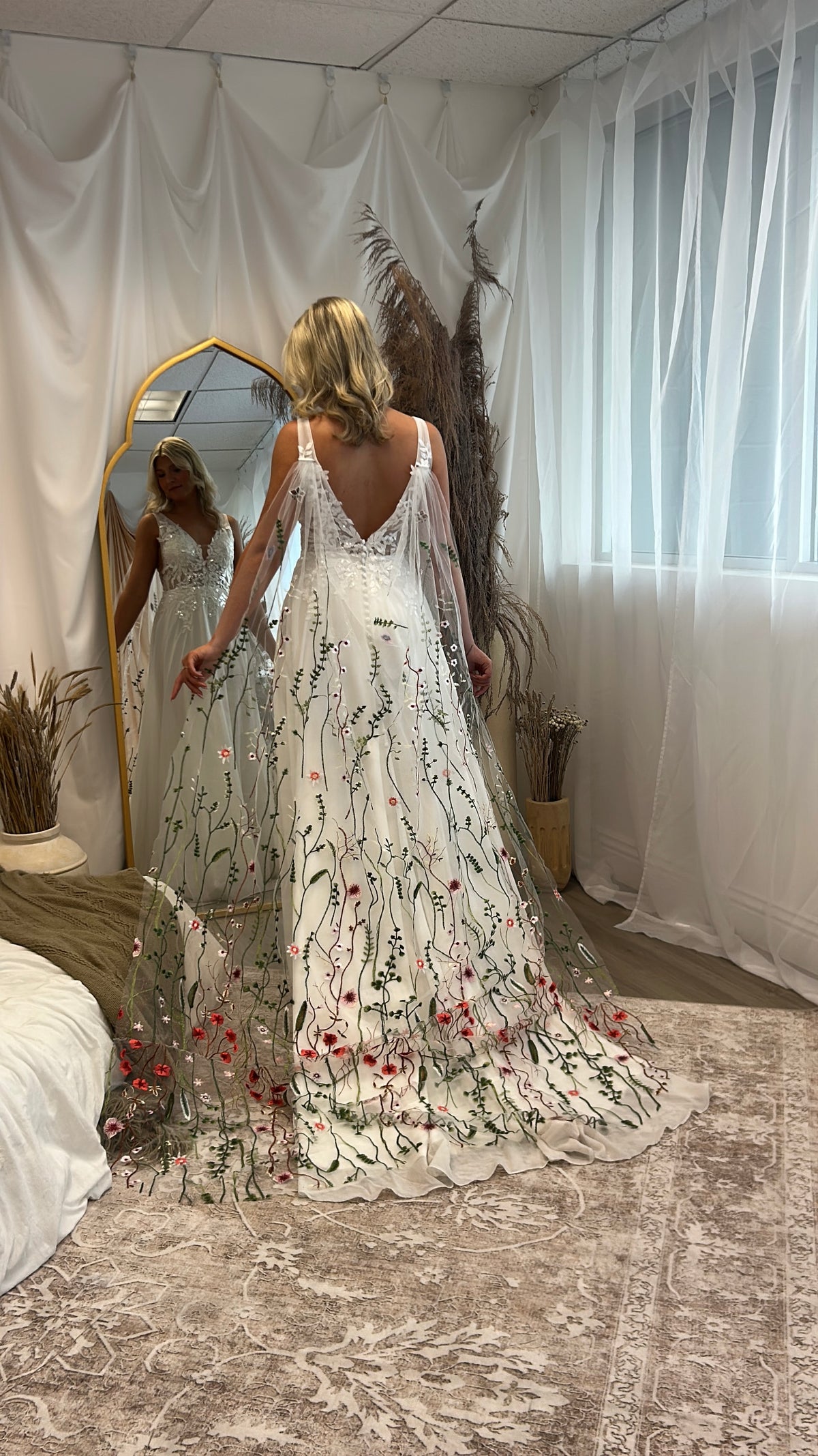 Muted Wildflower Cape | Floral Wedding Veil