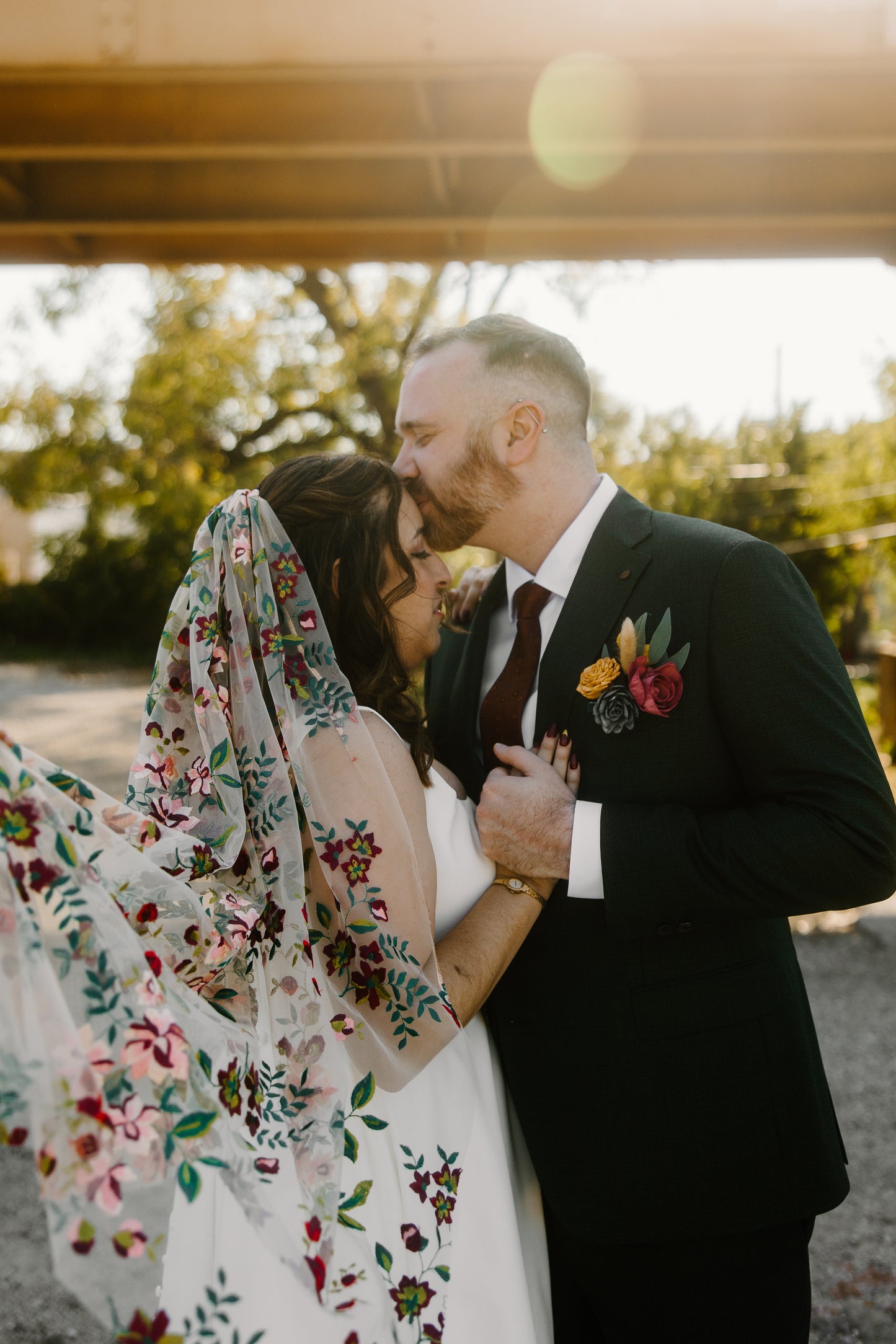 Jewel Floral Wedding veil handmade by Belle Botanical Creations. Photographer, Emma Petersen Photography. 