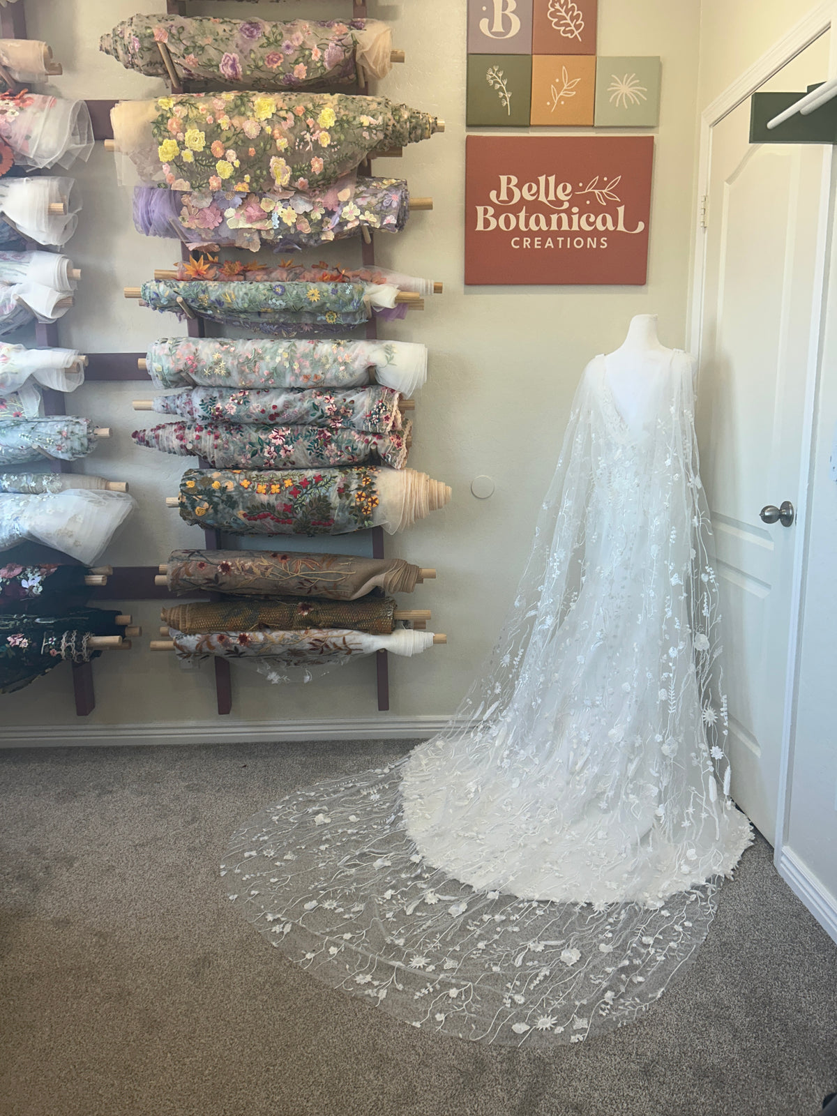 Ivory Wildflower Cape | Floral Wedding Veil