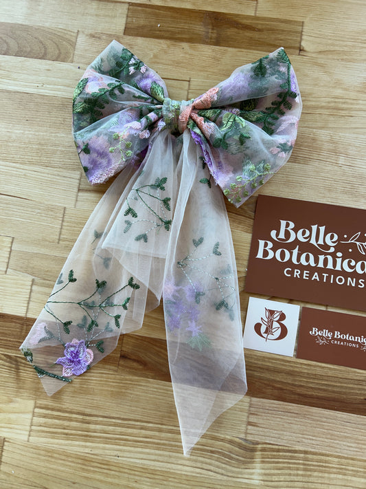 Purple Peachy Rose | Floral Hair Bow