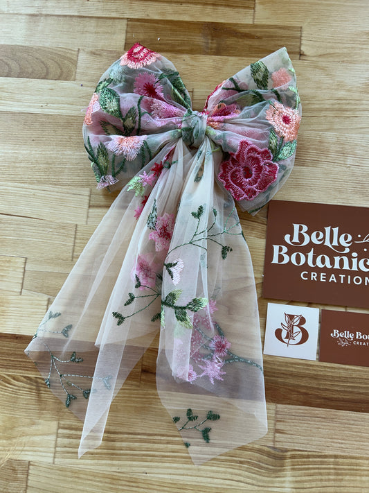 Pink Peachy Rose | Floral Hair Bow