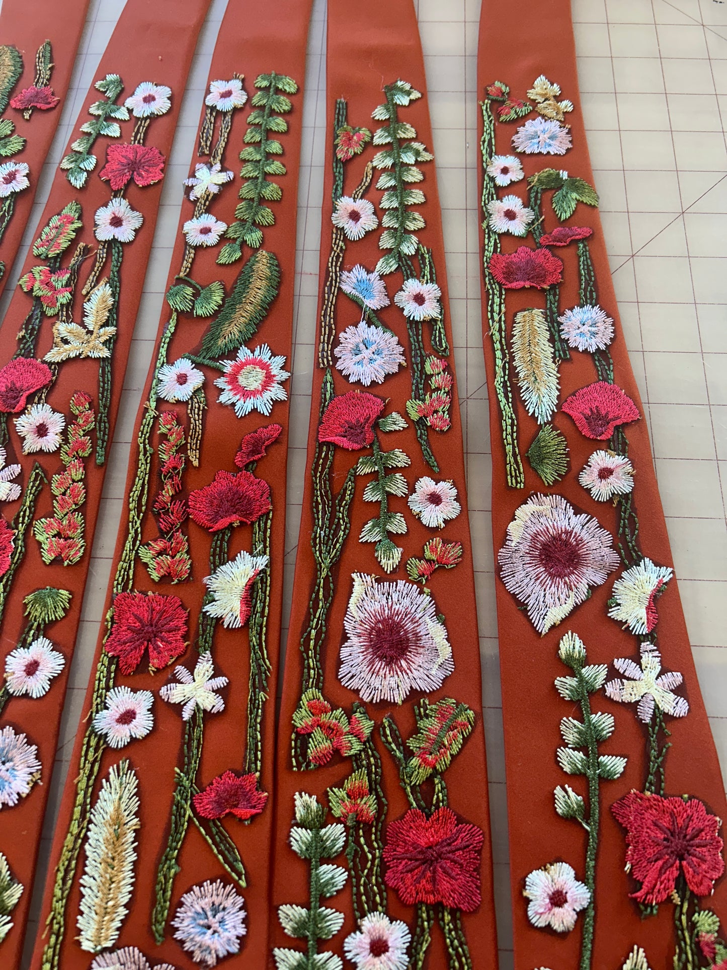 Vibrant Wildflower, Burnt Red Ties (Ready to Ship / Final Sale)
