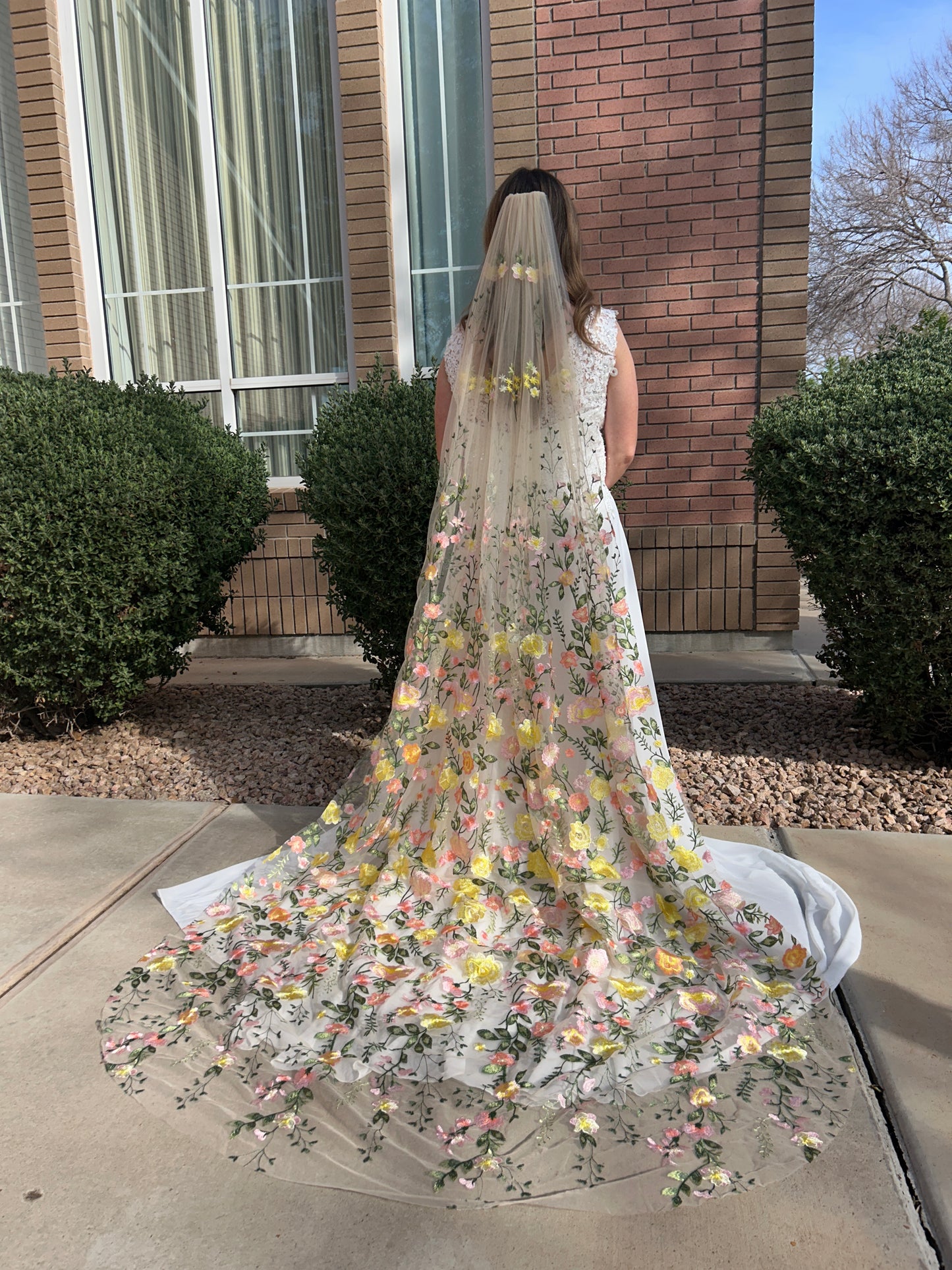 Golden Peachy Rose | Floral Wedding Veil