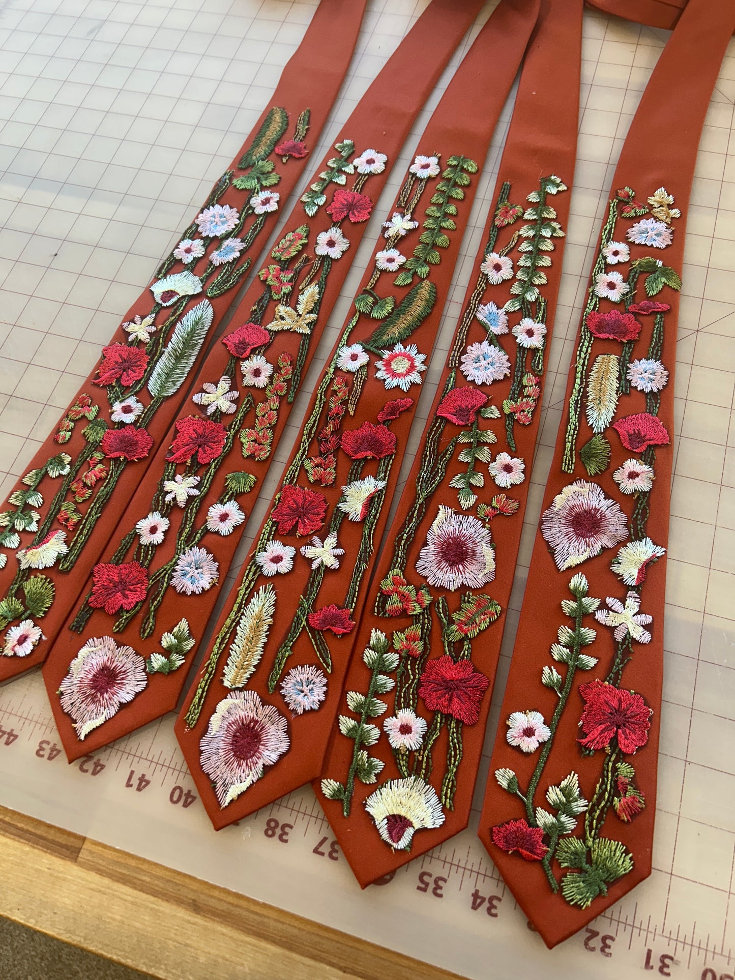 Vibrant Wildflower, Burnt Red Ties (Ready to Ship / Final Sale)