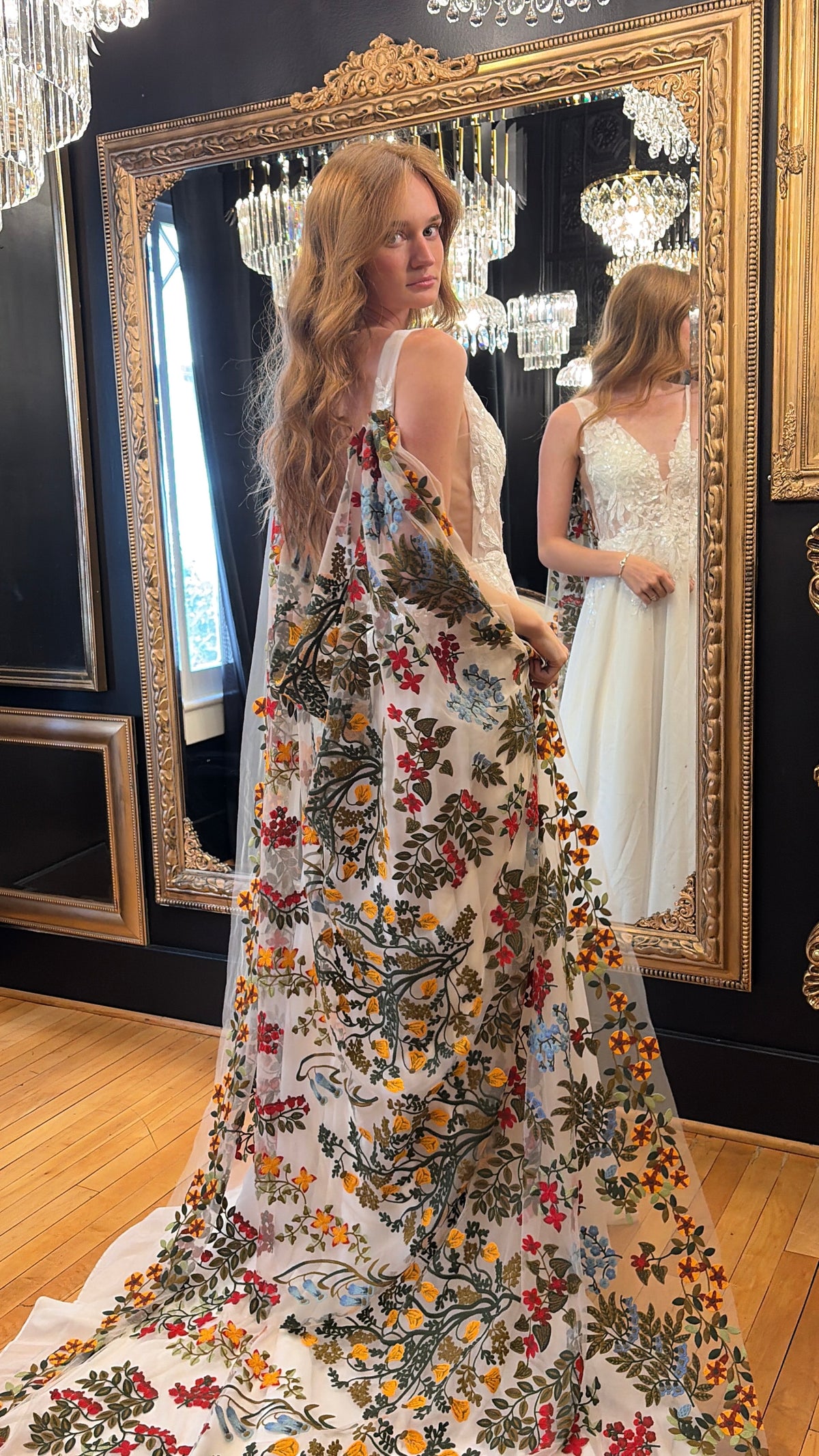 Earth Tones Cape | Floral Wedding Veil