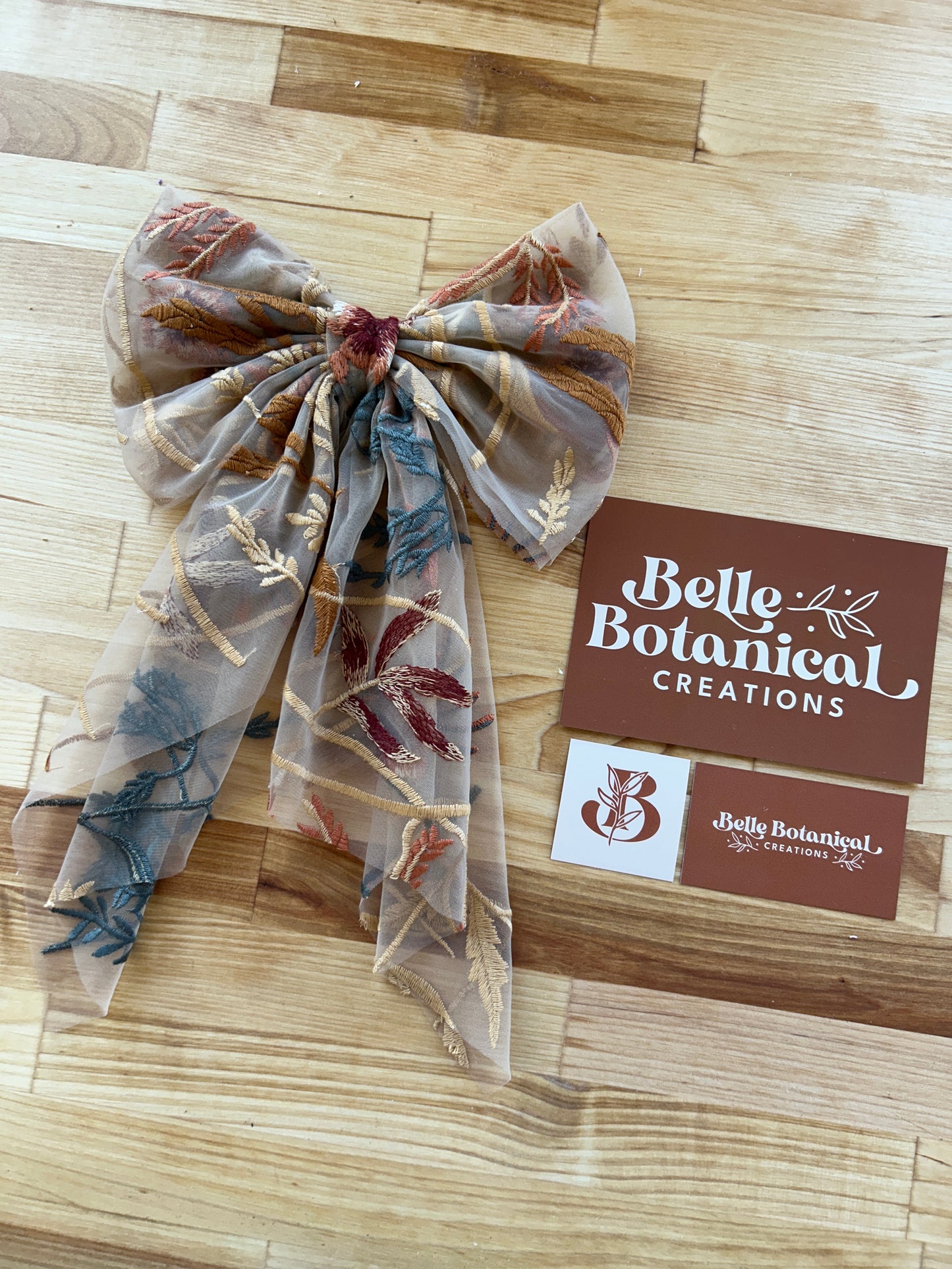 Autumn Leaves Falling Tan | Floral Hair Bow