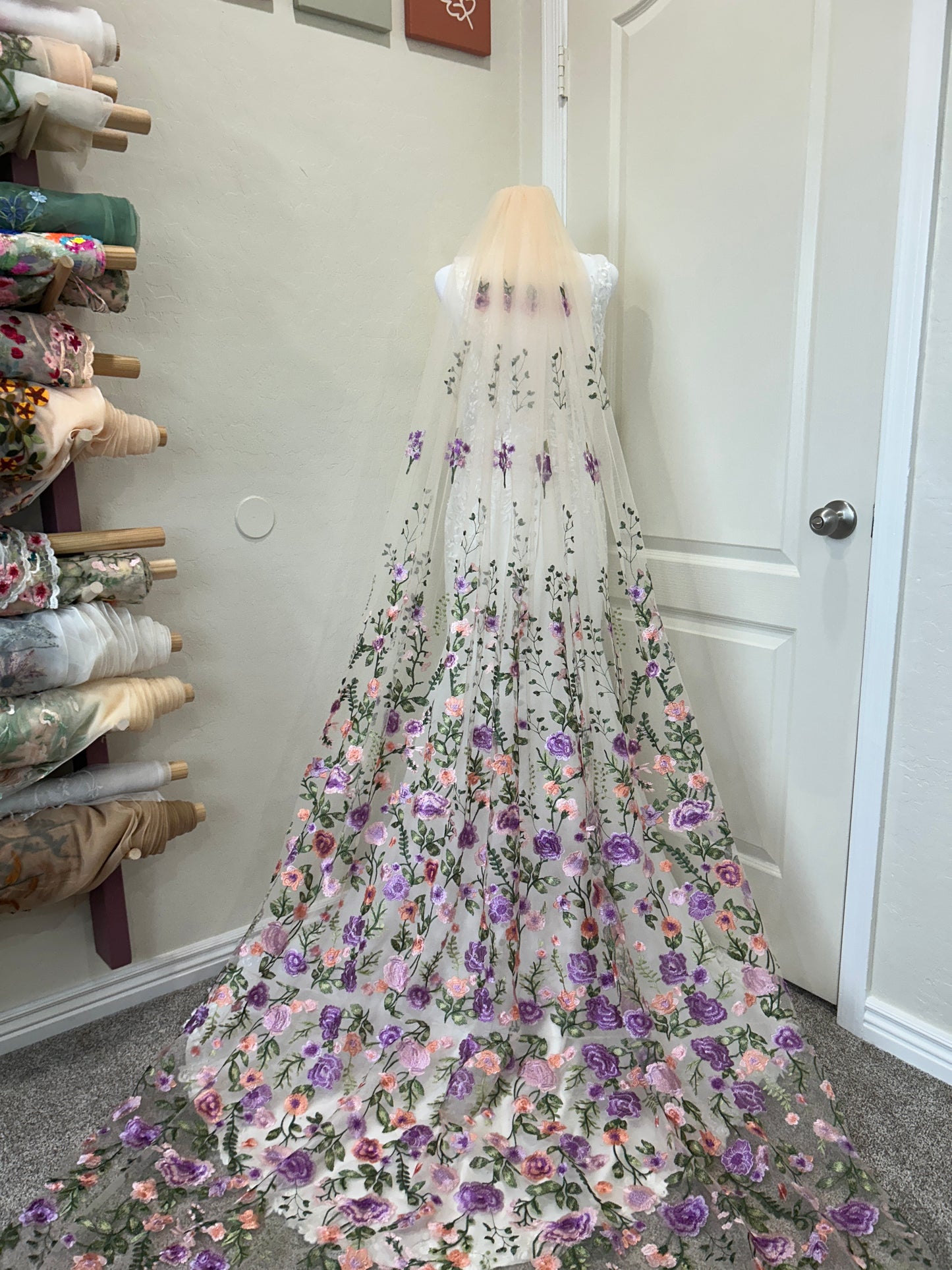 Purple Peachy Rose | Floral Wedding Veil