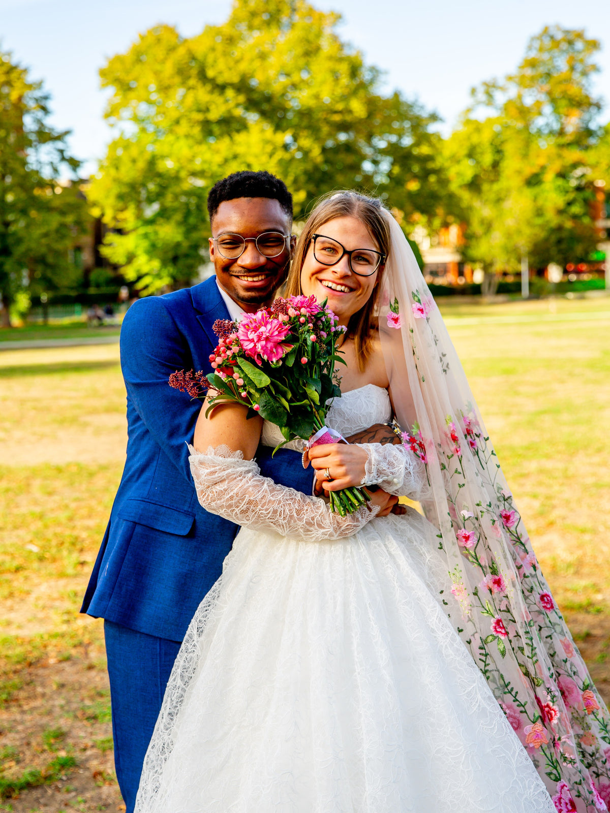 Pink Peachy Rose | Floral Wedding Veil