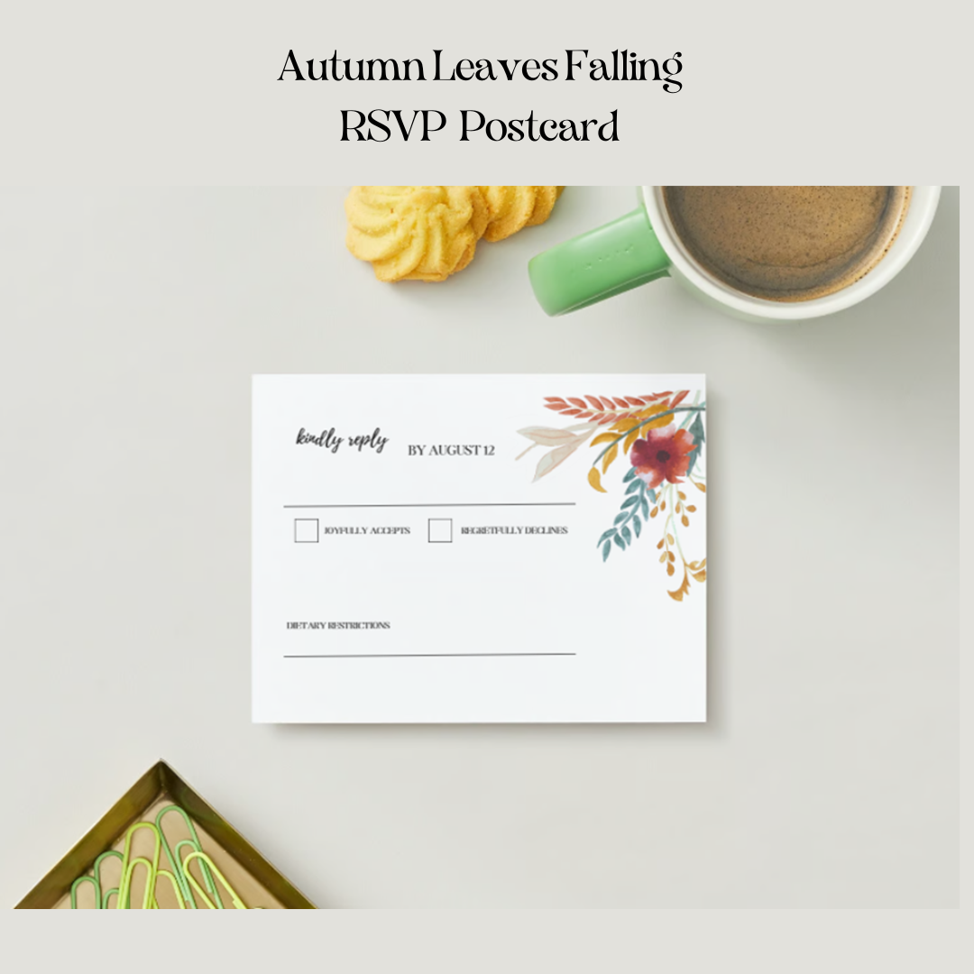 Autumn Leaves Falling | Digital RSVP Postcard