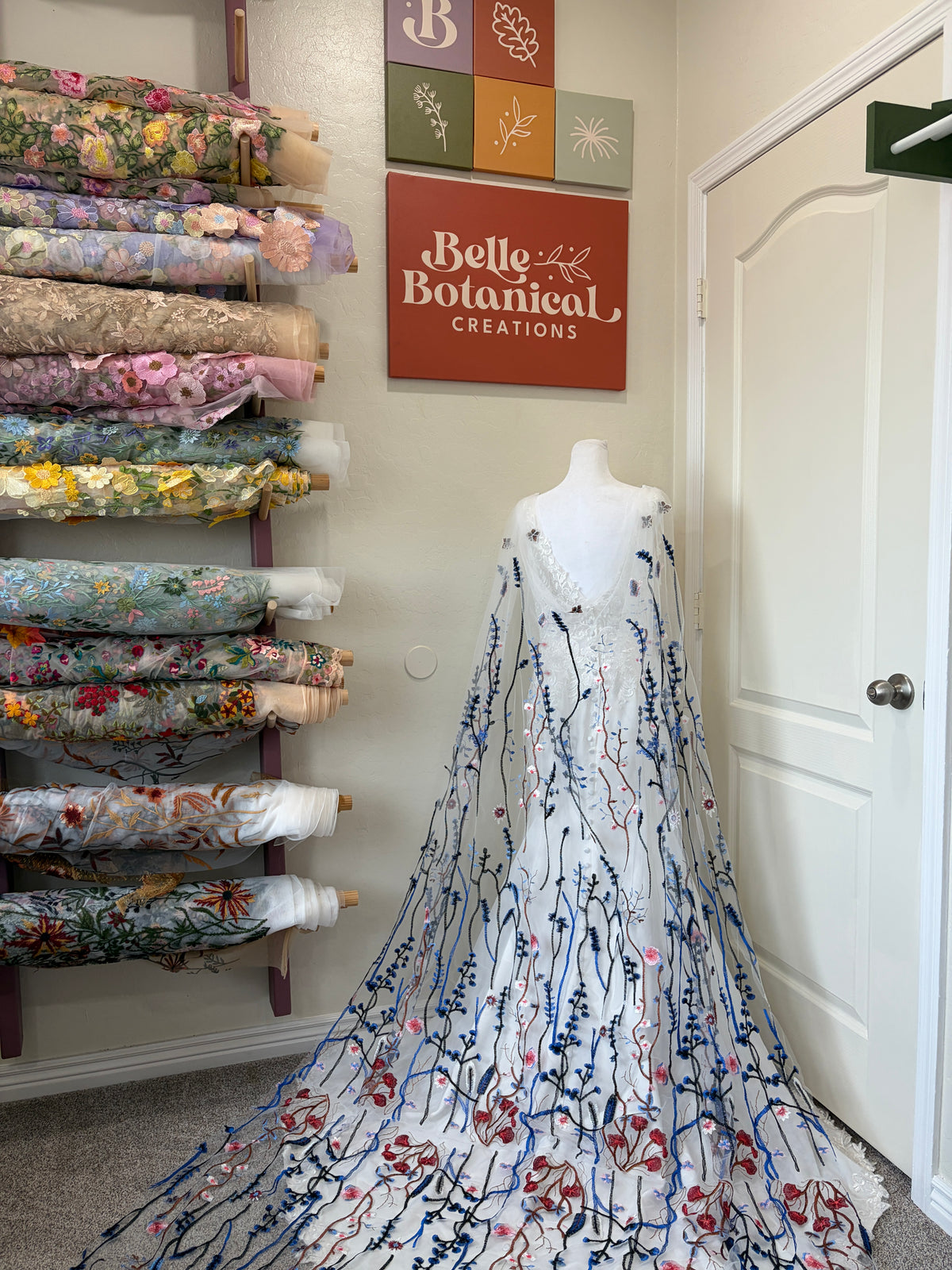 Blue Wildflower Cape | Floral Wedding Veil