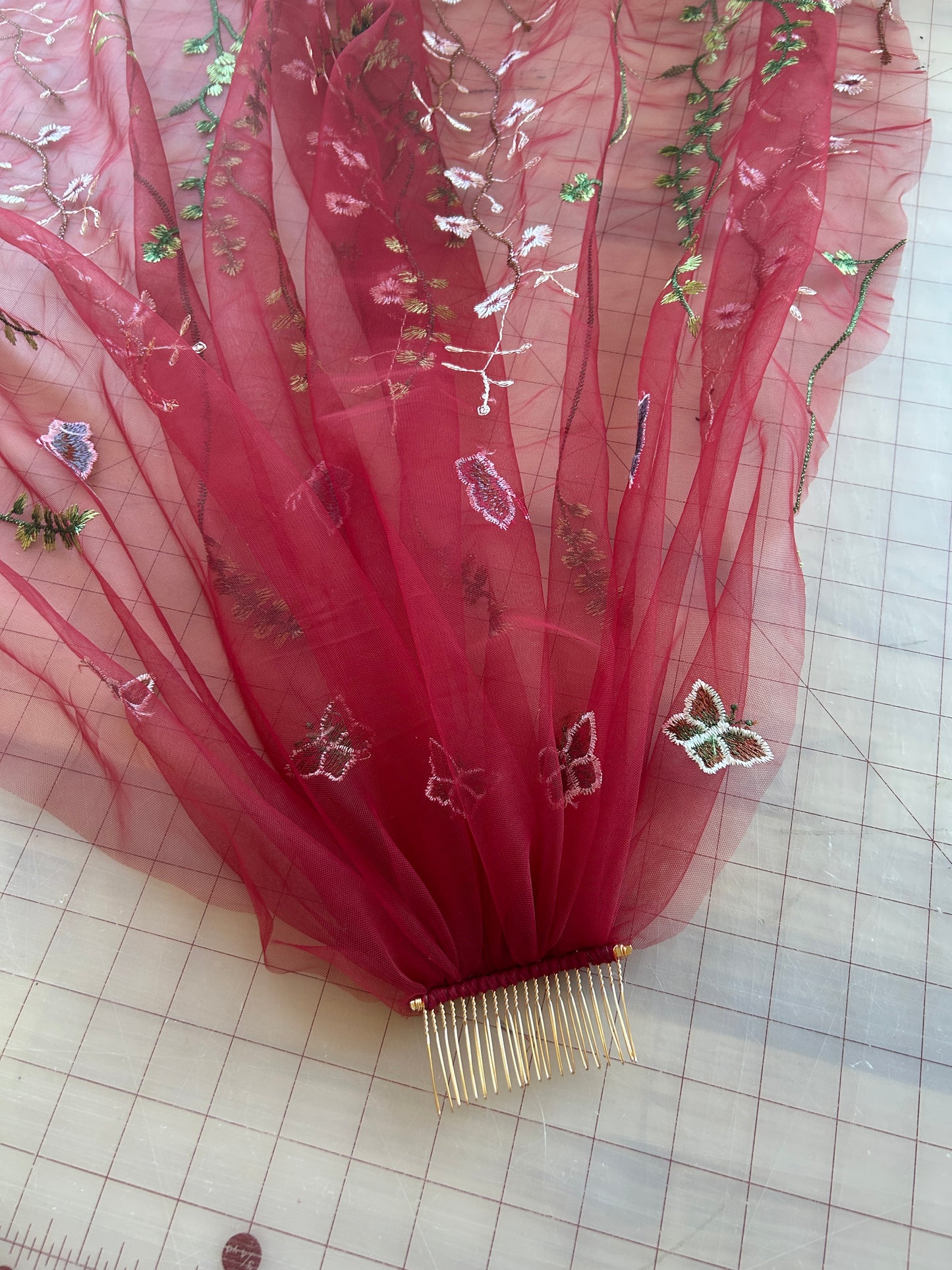 Red Wildflower (limited edition) | Floral Wedding Veil