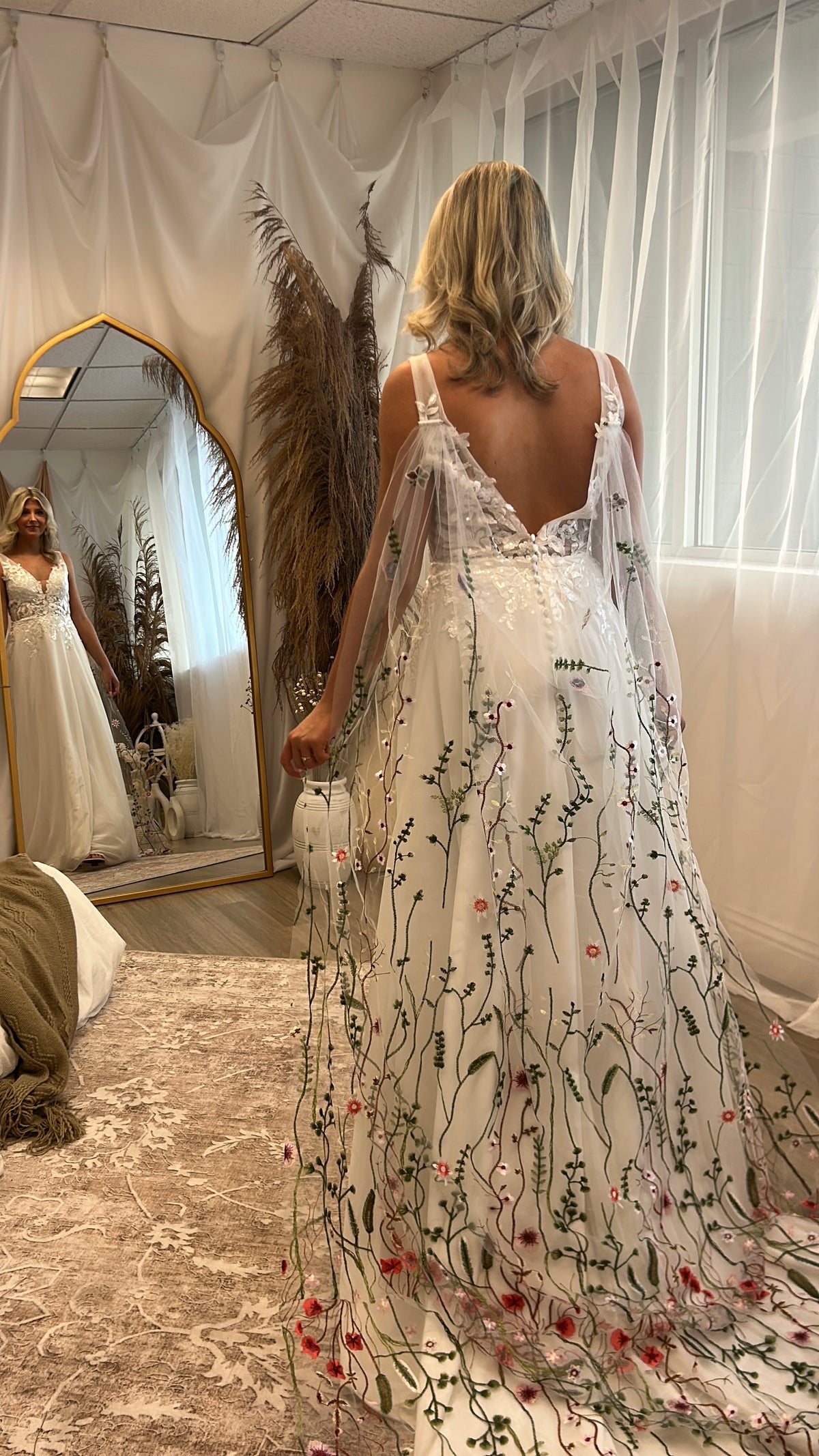 Muted Wildflower Cape | Floral Wedding Veil