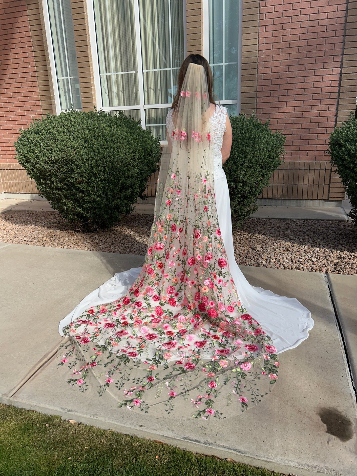 Pink Peachy Rose | Floral Wedding Veil