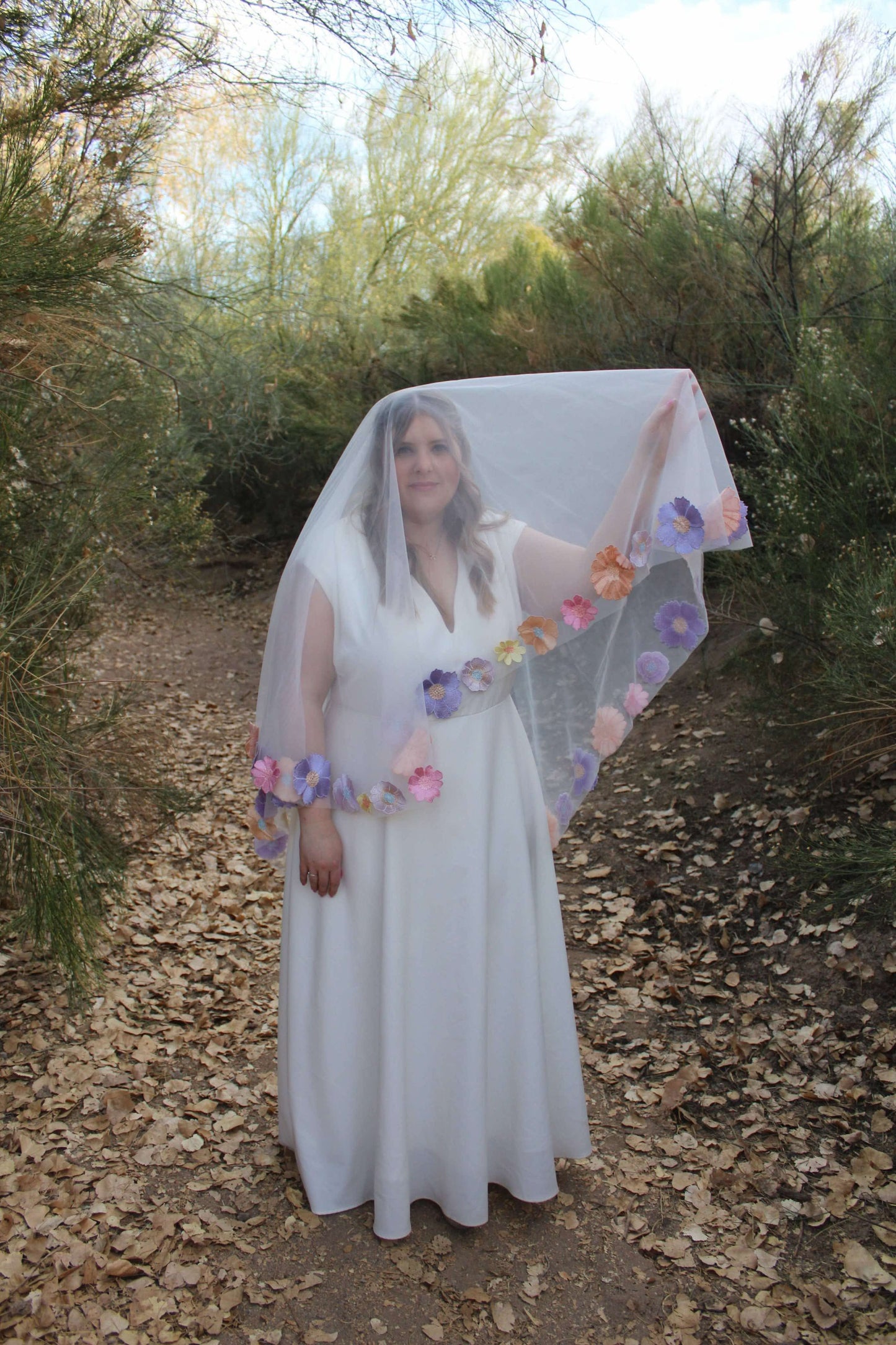 Lavender Haze Drop Edge | 3D Floral Veil