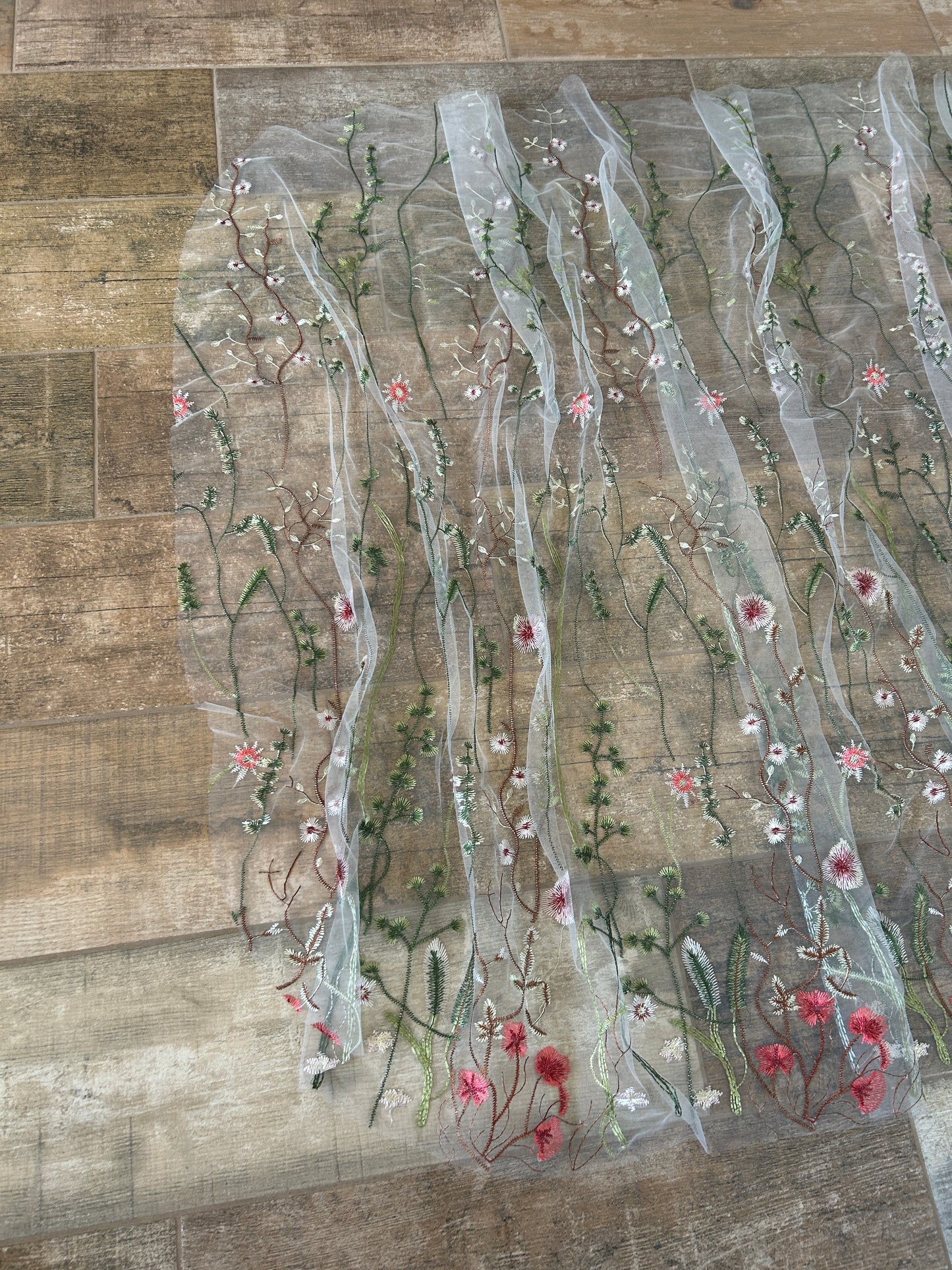 Shawl Cover Up | Floral Embroidery Veil Tulle