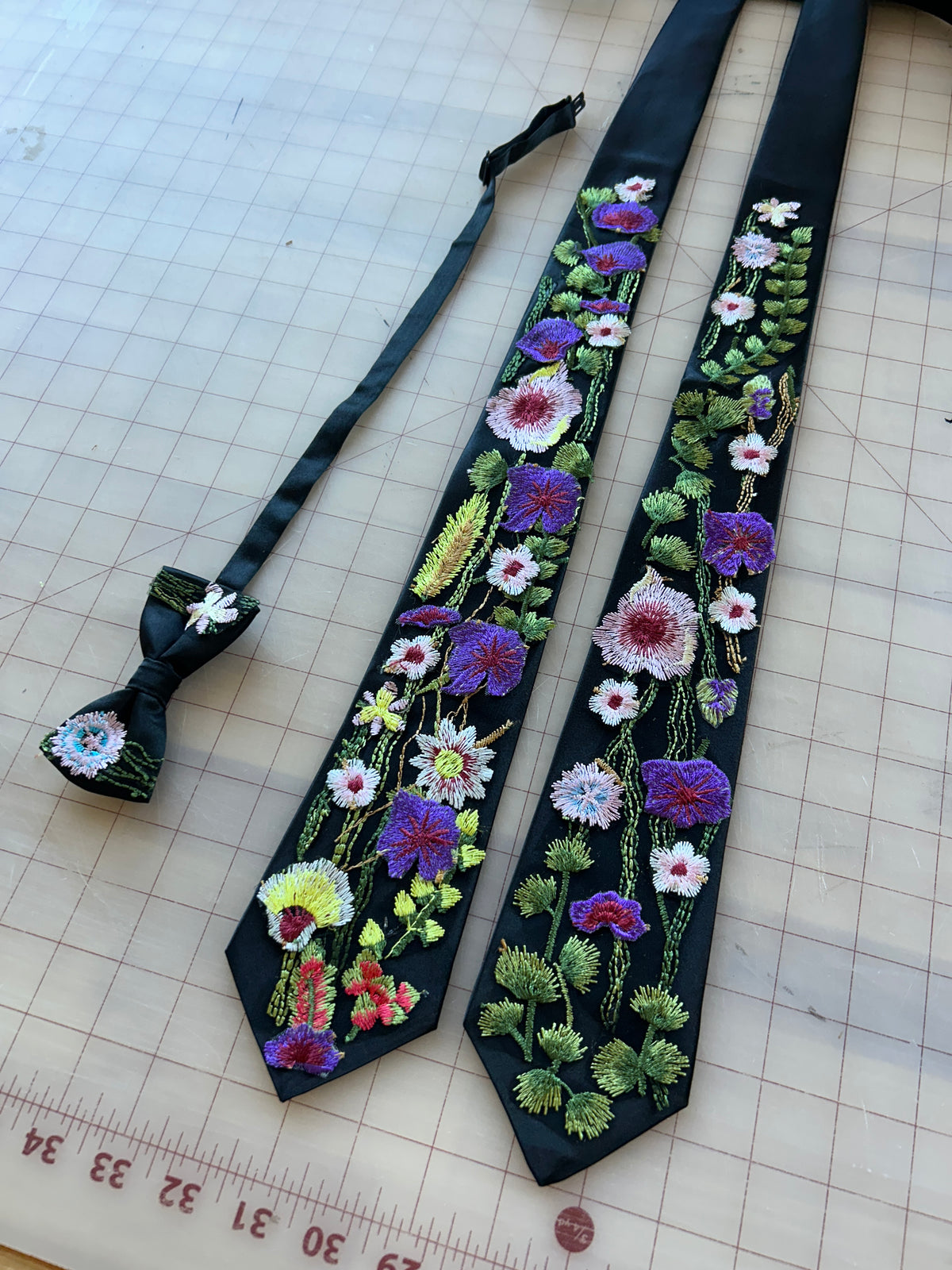Purple Wildflower | Floral Embroidery Ties