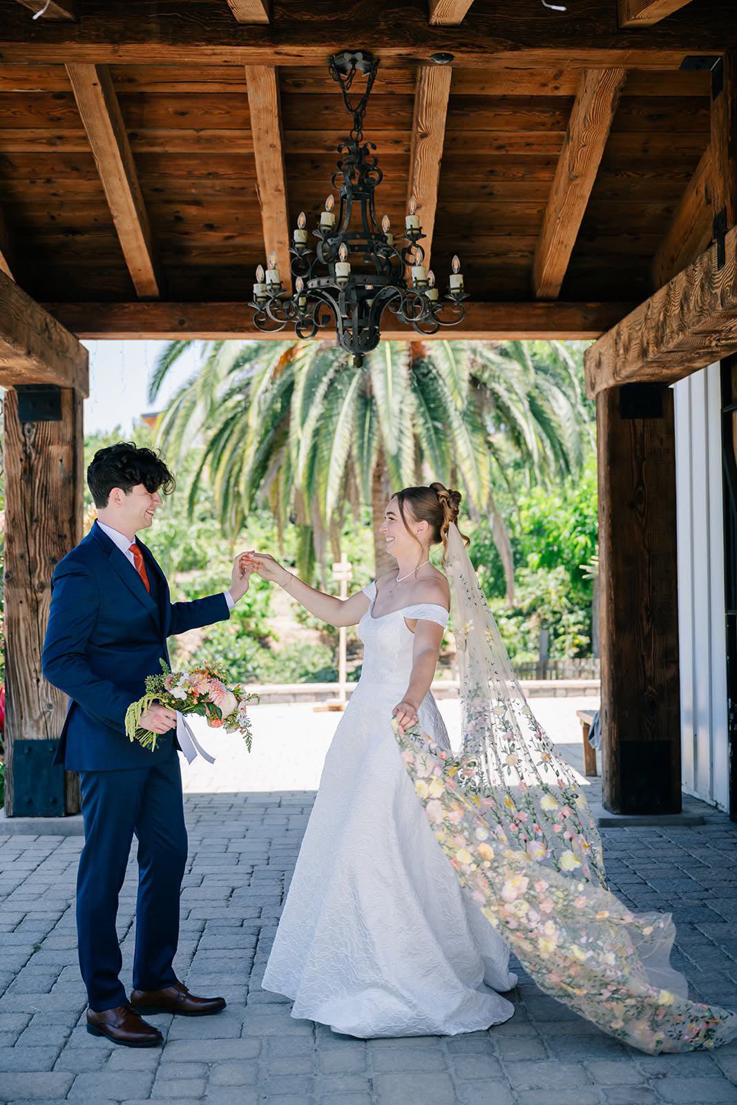 Golden Peachy Rose | Floral Wedding Veil