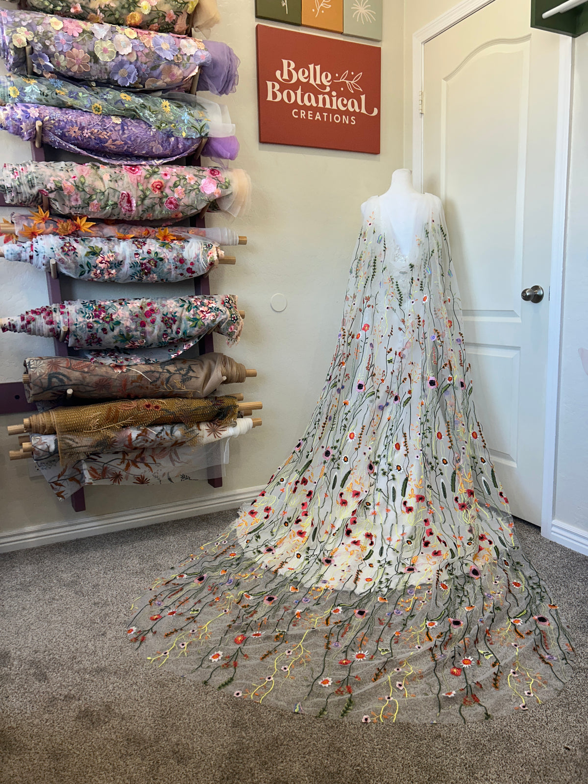 Orange Wildflower Cape | Floral Wedding Veil