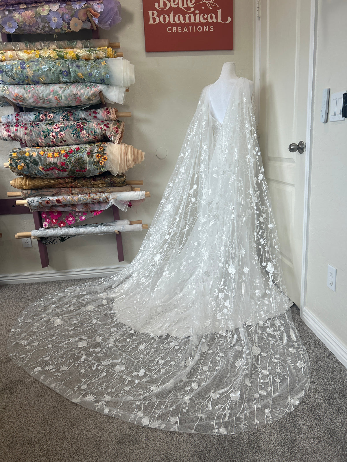 Ivory Wildflower Cape | Floral Wedding Veil