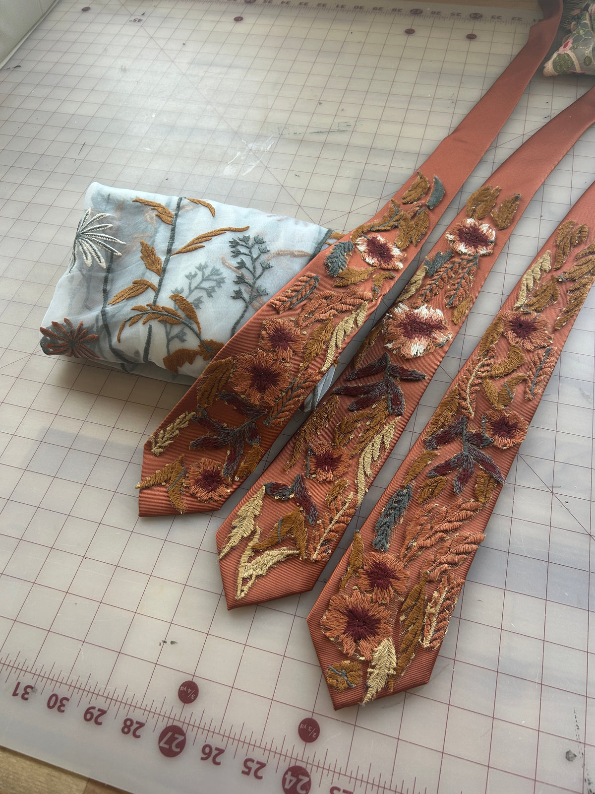 Autumn Leaves Falling | Autumn Colors | Floral Embroidery Ties