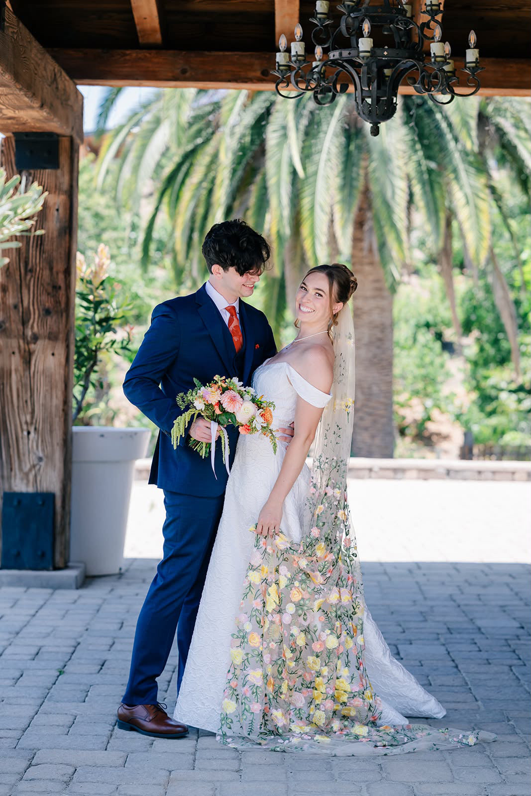 Golden Peachy Rose | Floral Wedding Veil