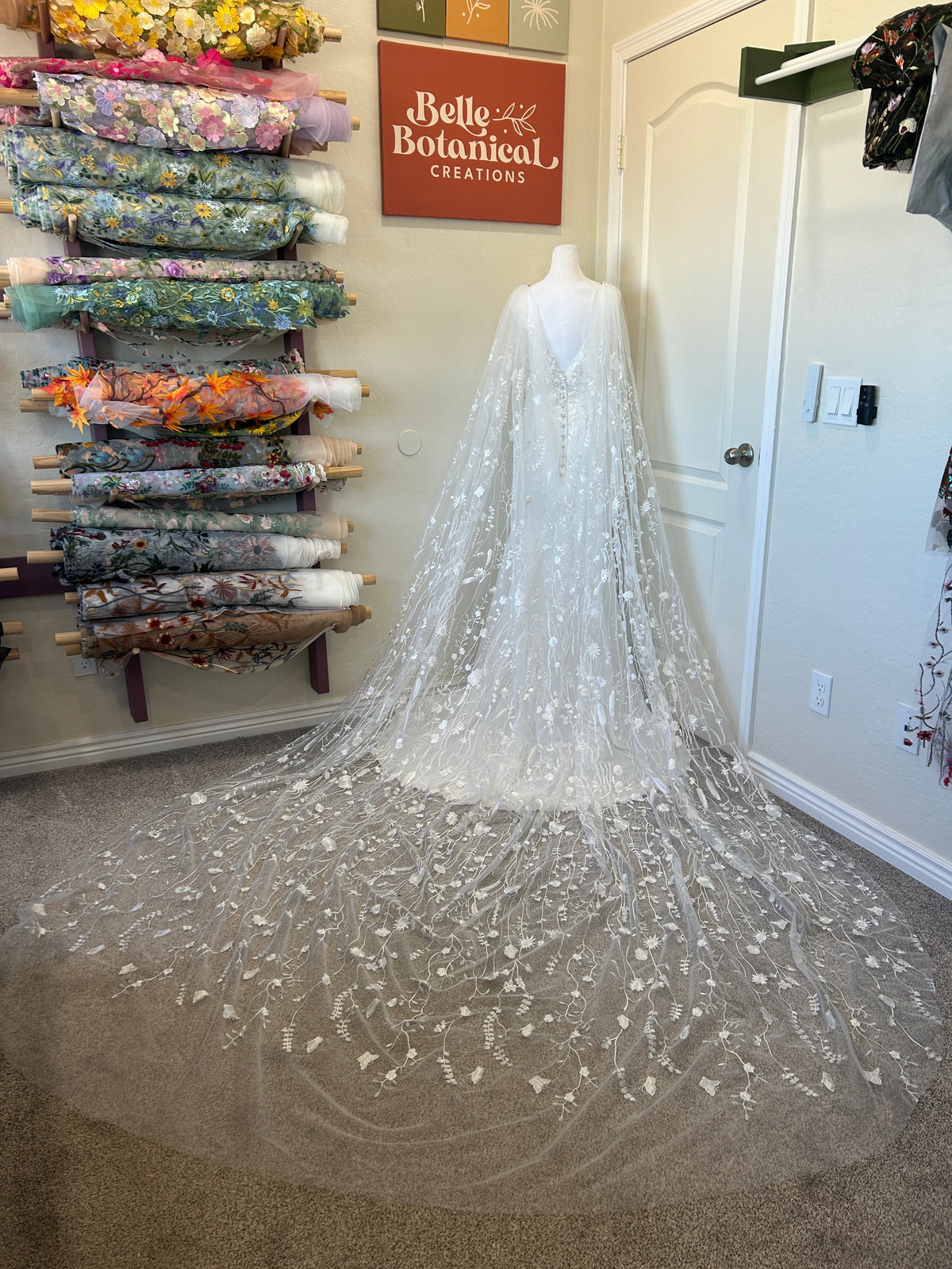 Ivory Wildflower Cape | Floral Wedding Veil