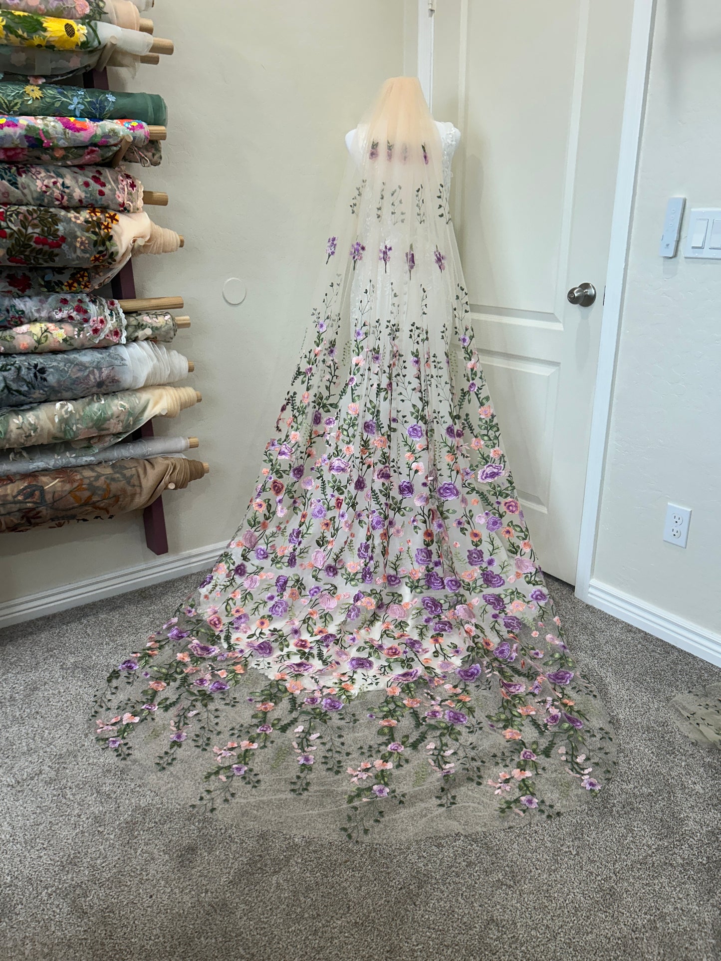 Purple Peachy Rose | Floral Wedding Veil