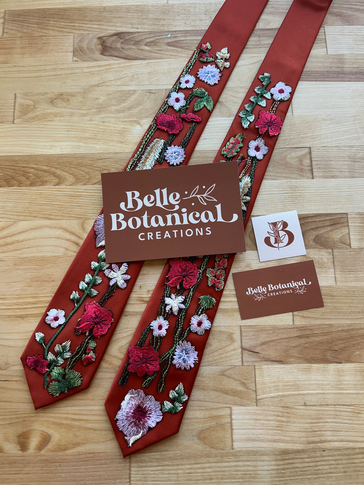 Vibrant Wildflower, Burnt Red Ties (Ready to Ship / Final Sale)