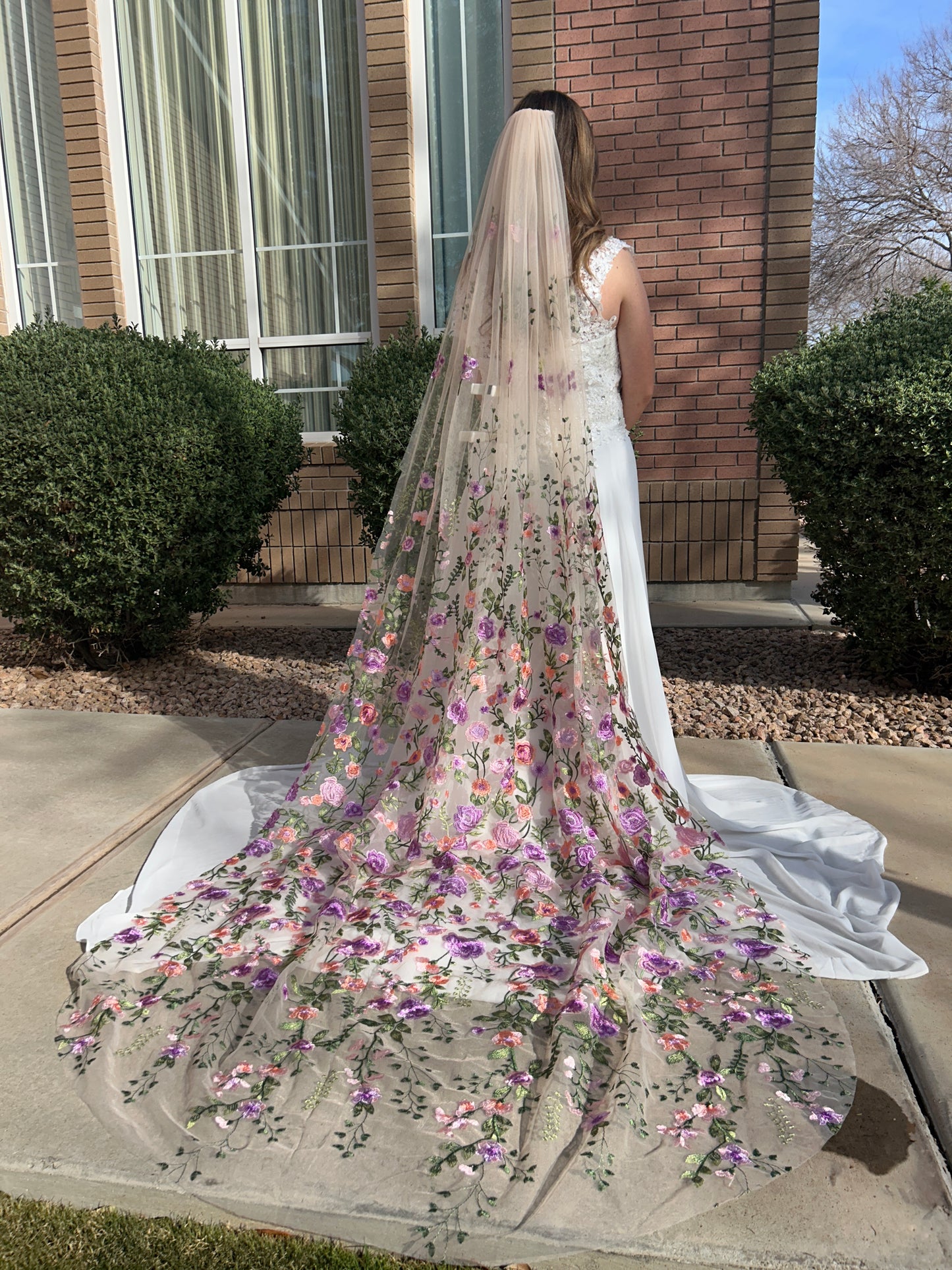 Purple Peachy Rose | Floral Wedding Veil
