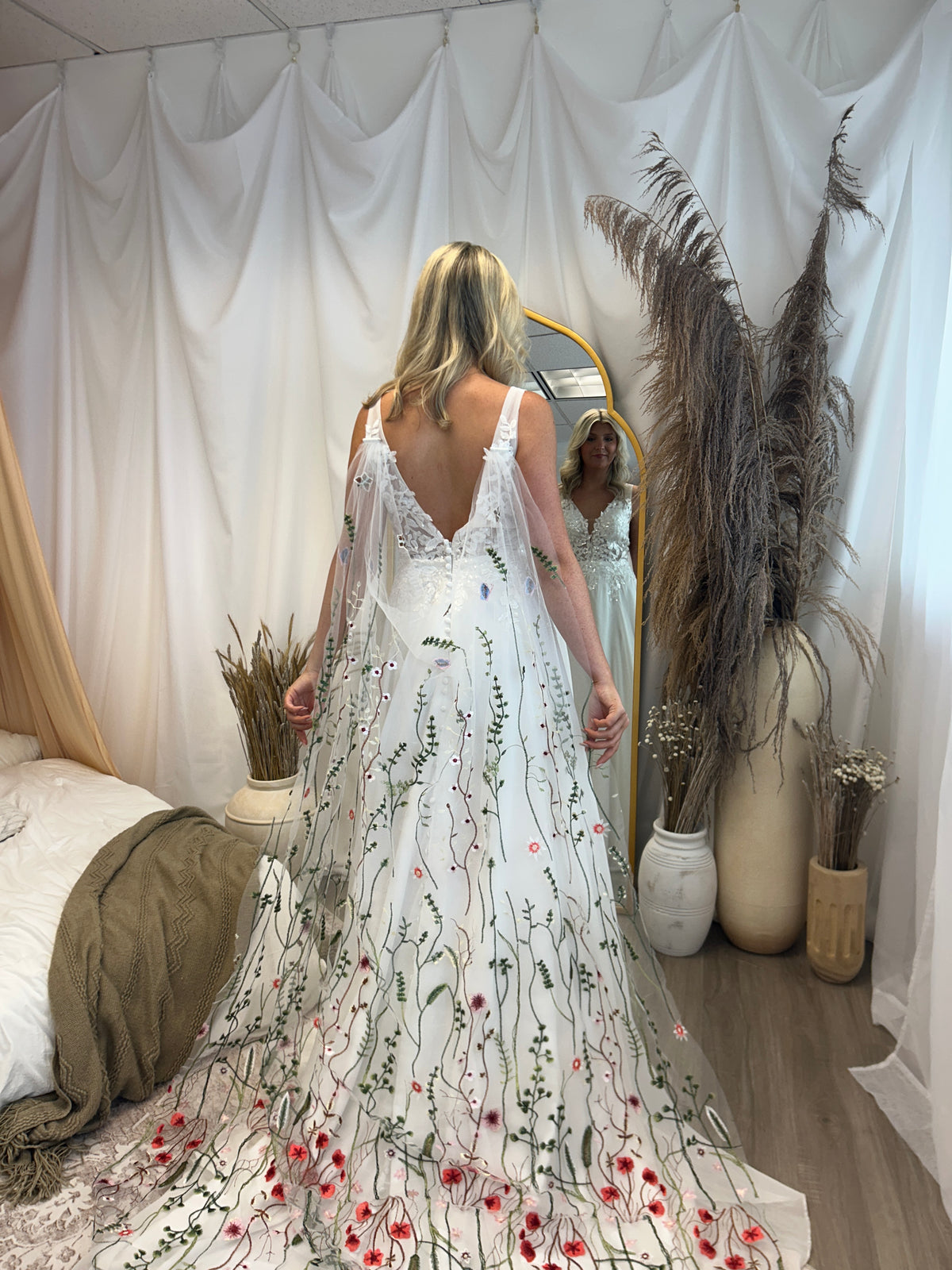 Muted Wildflower Cape | Floral Wedding Veil