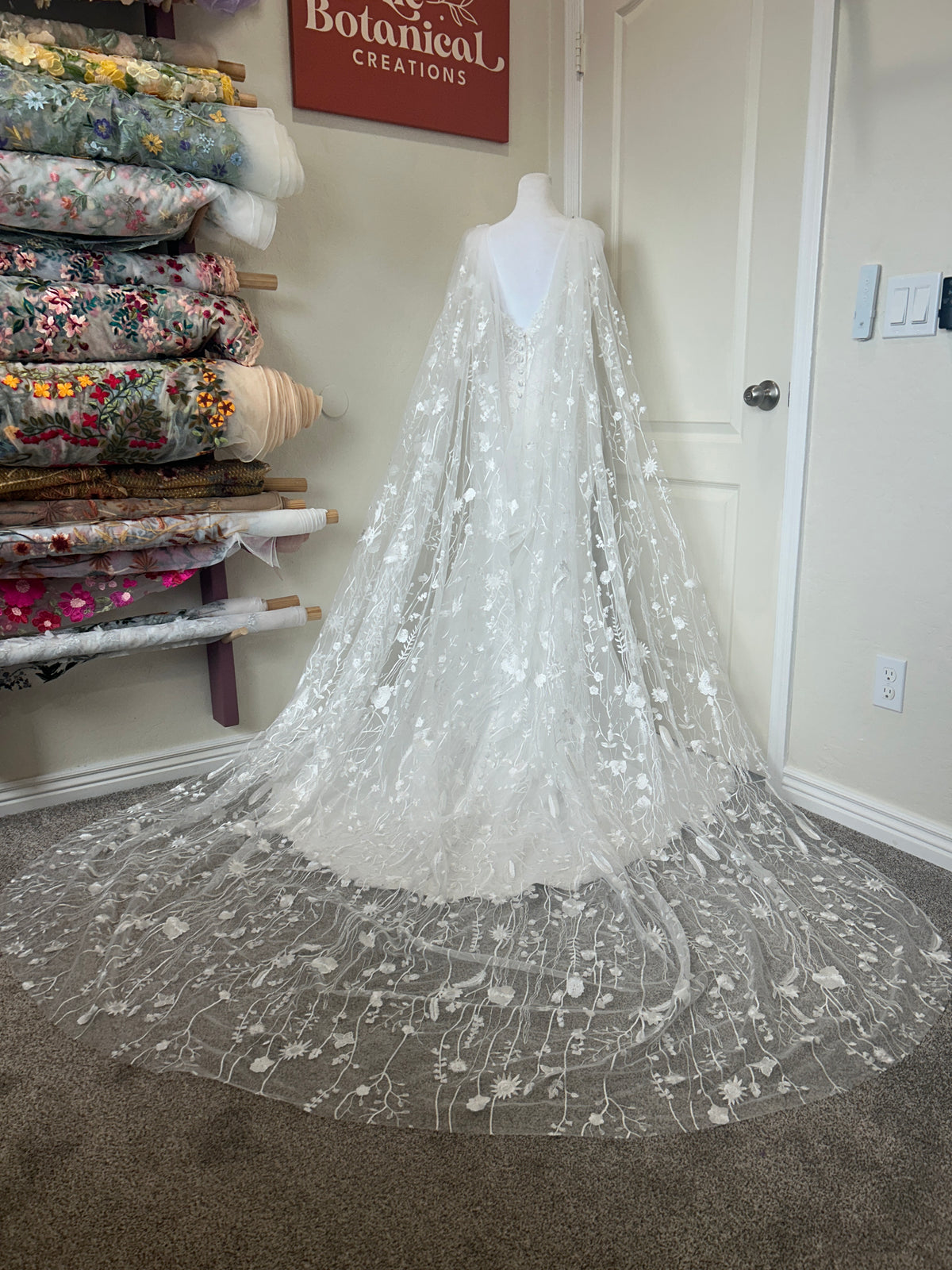 Ivory Wildflower Cape | Floral Wedding Veil