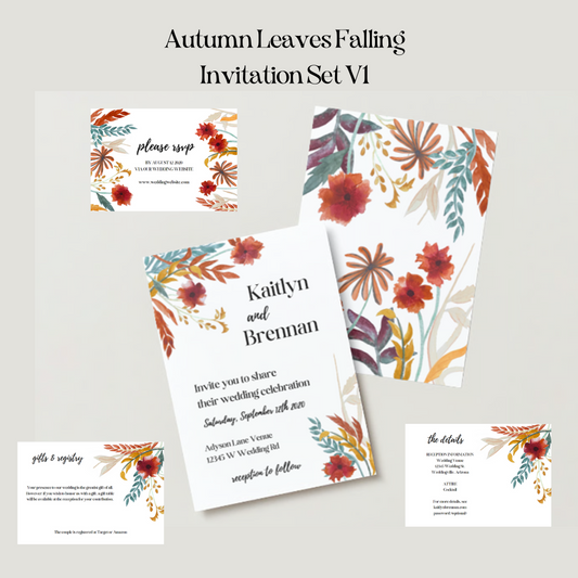 Autumn Leaves Falling | Digital Invitation Set (V1)