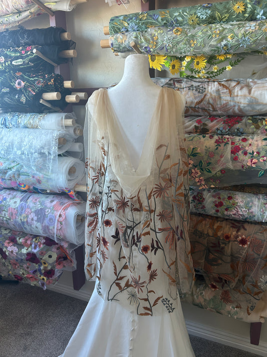 Autumn Leaves Falling Tan Cape  (30")  | Final Sale, Ready to Ship