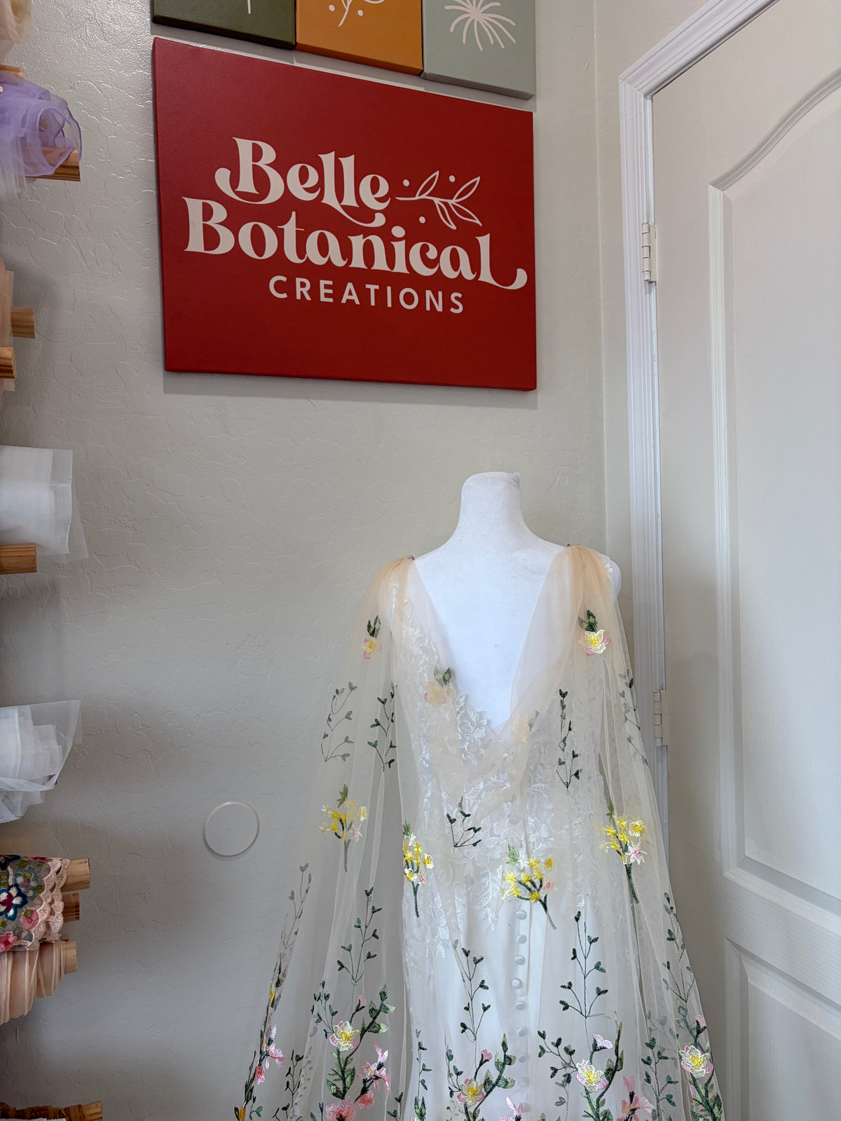 Golden Peachy Rose Cape | Floral Wedding Veil