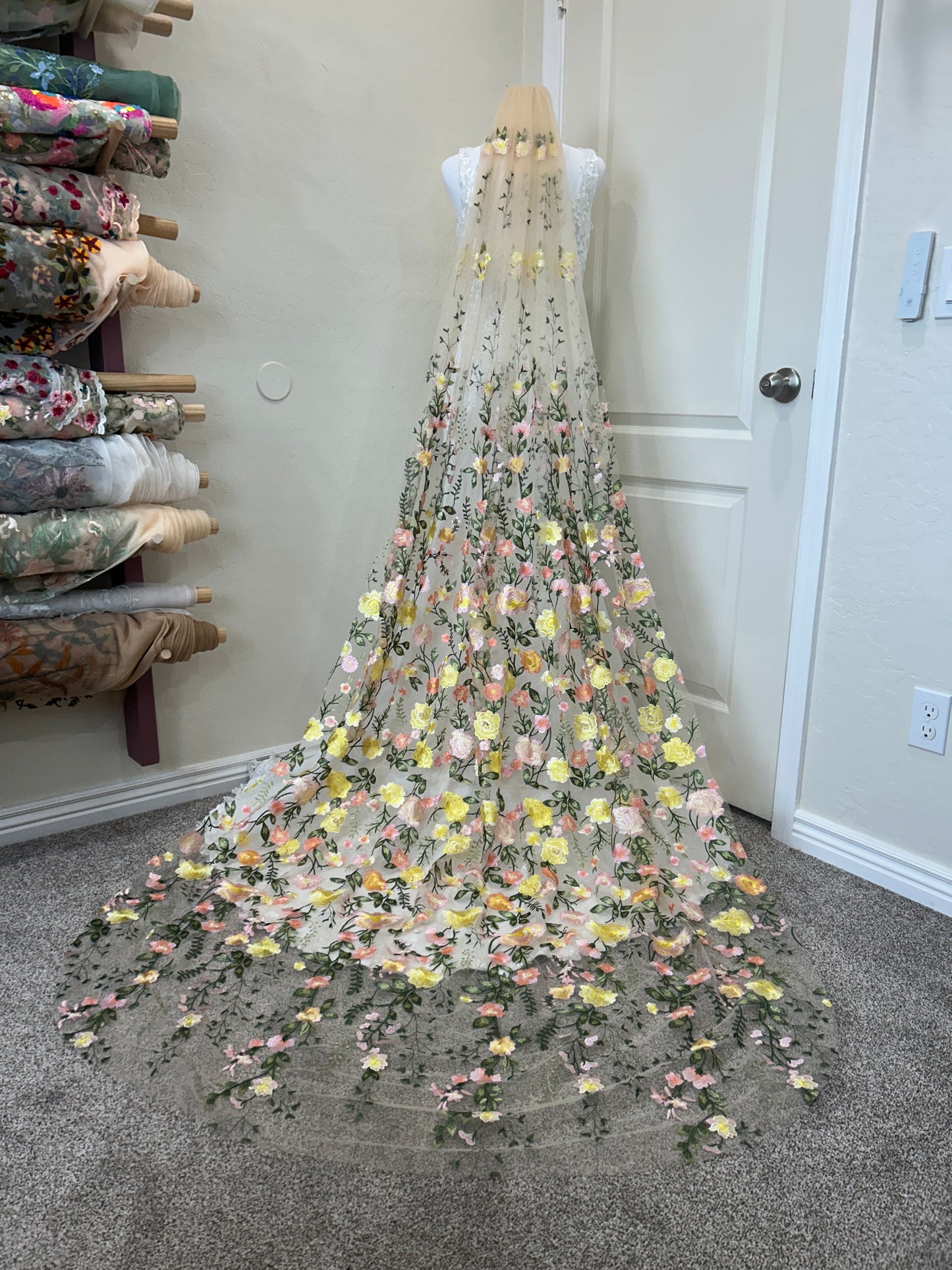 Golden Peachy Rose | Floral Wedding Veil