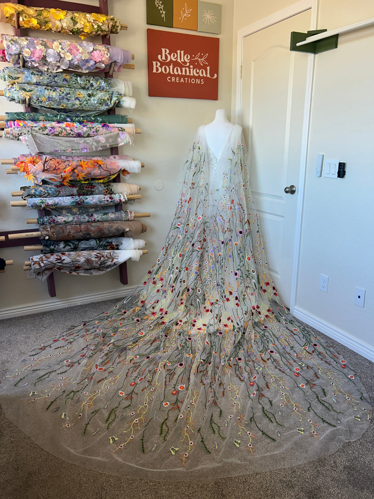 Orange Wildflower Cape | Floral Wedding Veil