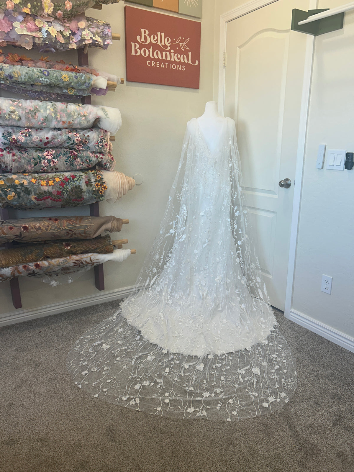Ivory Wildflower Cape | Floral Wedding Veil