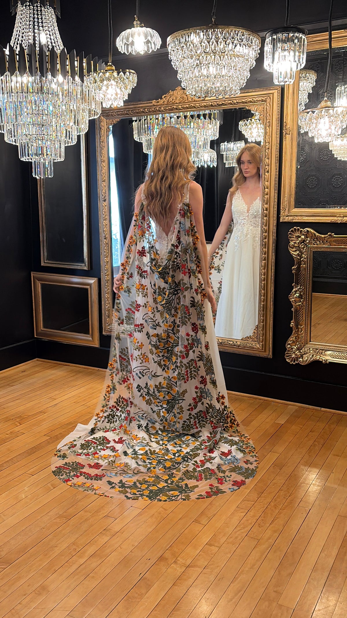Earth Tones Cape | Floral Wedding Veil