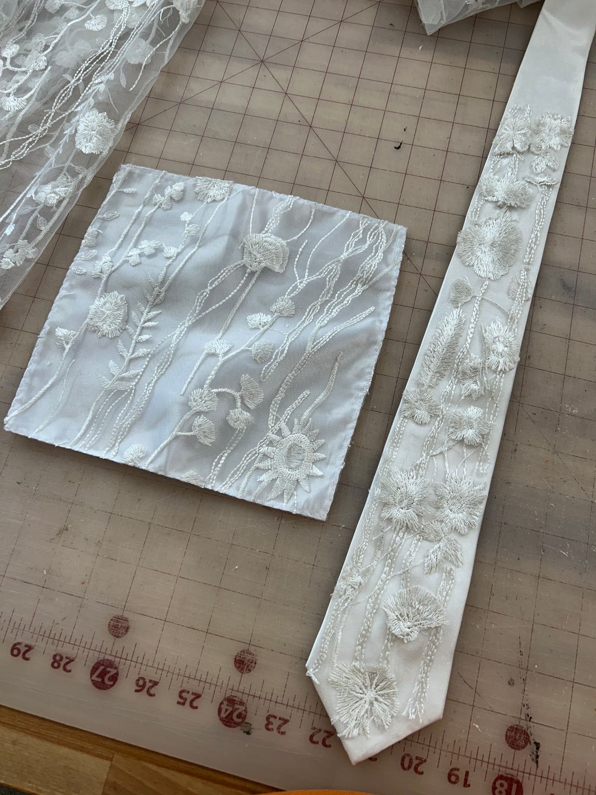 Ivory Wildflower | Floral Embroidery Ties