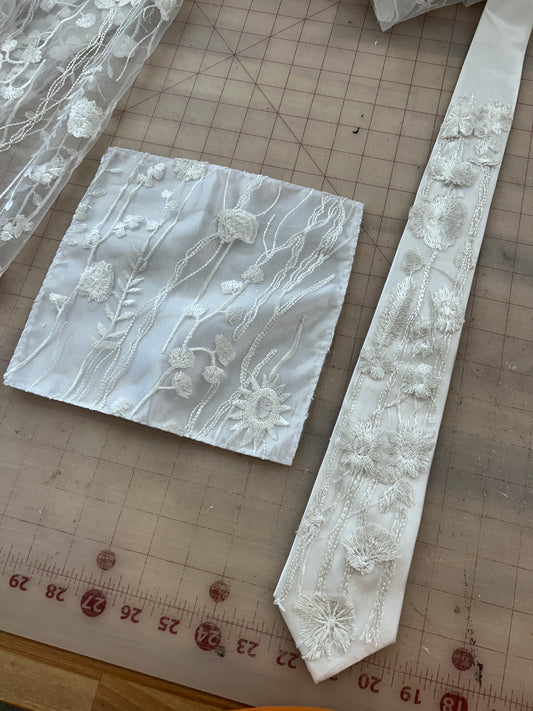 Ivory Wildflower | Floral Embroidery Ties
