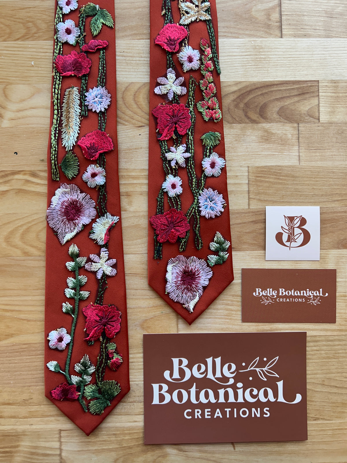 Vibrant Wildflower, Burnt Red Ties (Ready to Ship / Final Sale)