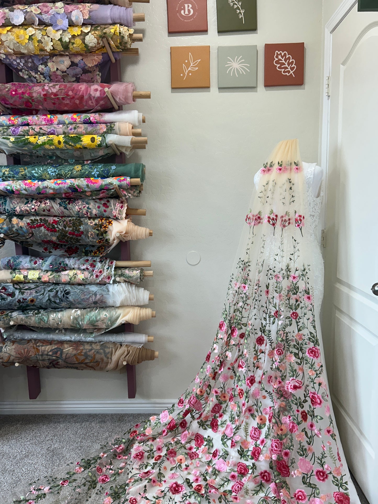 Pink Peachy Rose | Floral Wedding Veil