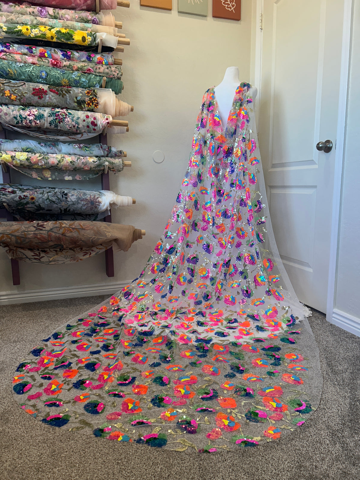 Sparkling Daylight Cape | Floral Wedding Veil